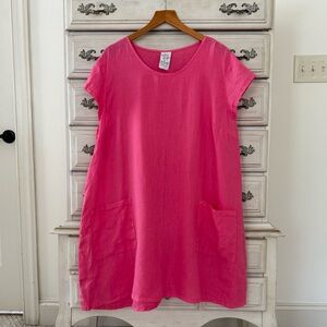 Match Point Linen Pocketed Tunic Dress